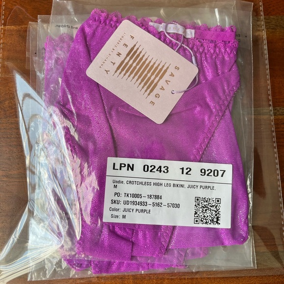 Savage X Fenty Juicy Purple Crotchless High-Leg Bikini Mesh Panty - Picture 11 of 11